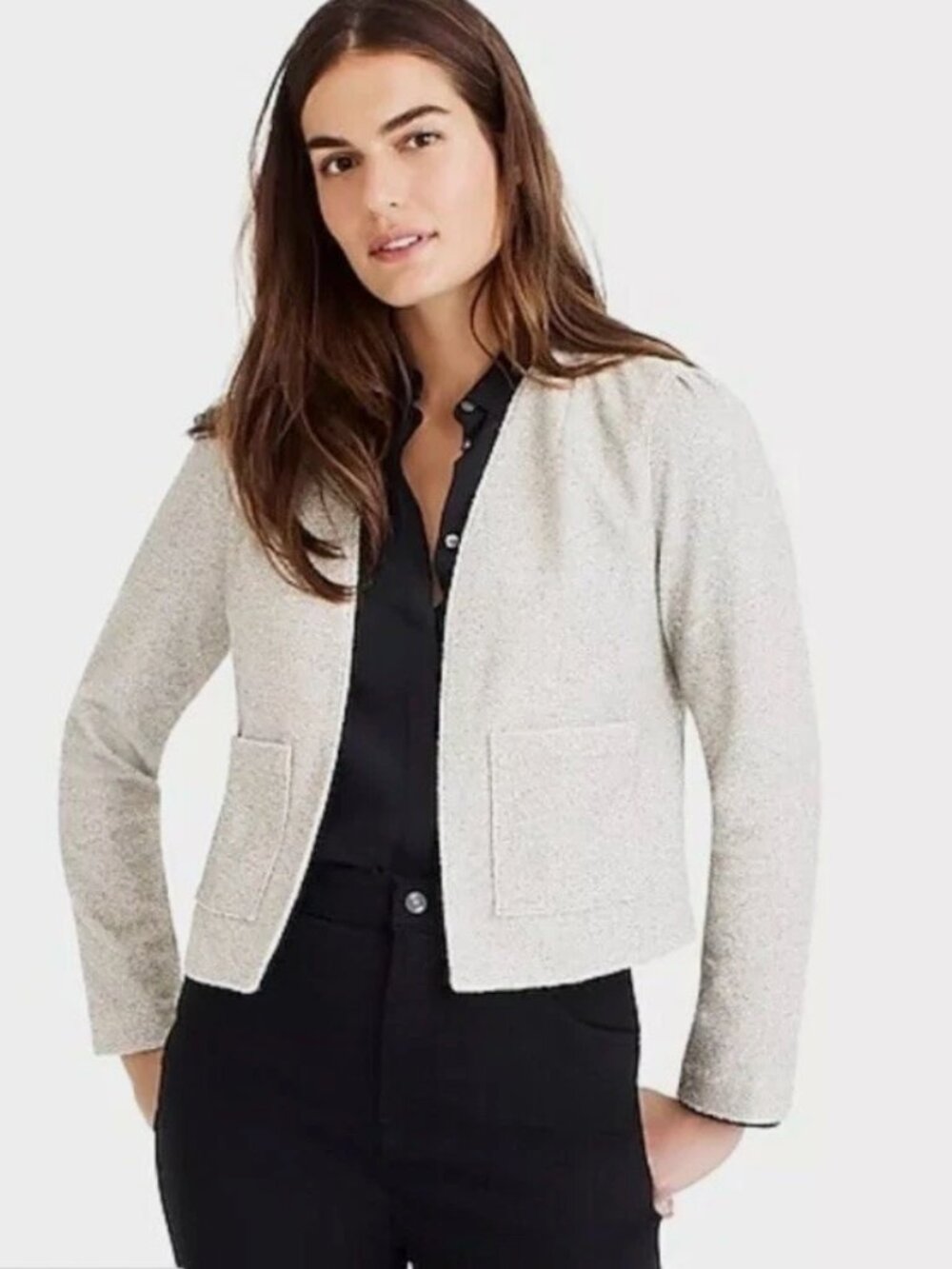 J Crew 365 Bouclé Blazer Salt Pepper XXS, #J7988